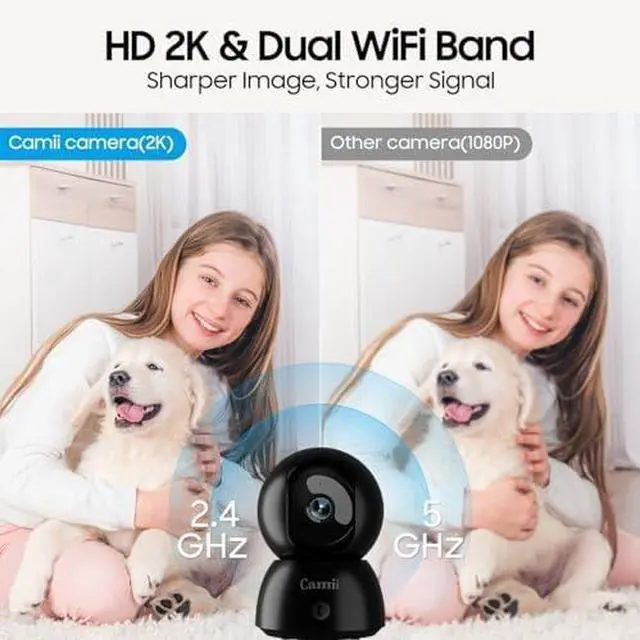 Alt view image 2 of 6 - 2-Pack Indoor Security Cameras, 2K Cameras for Home Security with Night Vision, Baby/Dog/Pet/Elder Camera with Phone App, Auto Tracking, Human/Pet Detection, Cloud&SD Storage