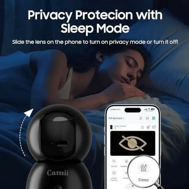 Alt view image 4 of 6 - 2-Pack Indoor Security Cameras, 2K Cameras for Home Security with Night Vision, Baby/Dog/Pet/Elder Camera with Phone App, Auto Tracking, Human/Pet Detection, Cloud&SD Storage