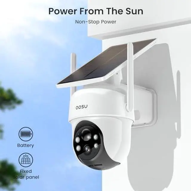 Alt view image 4 of 5 - Security Cameras Outdoor Wireless, 4 Cam-Kit, No Subscription, Solar-Powered, Home Security Cameras System with 360° Pan & Tilt, Auto Tracking, 2K Color Night Vision, Easy Setup, 5G & 2.4G WiFi