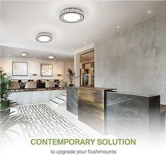 Alt view image 2 of 4 - 16 Inch Smart RGBW Flush Mount Ceiling Light with Remote - Brushed Nickel 28W 120V 2700-6500K Dimmable Ceiling Light Fixture, WiFi App Control RGB Lights, Alexa & Google Assistant - ETL