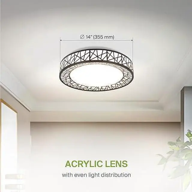 Alt view image 3 of 4 - 16 Inch Smart RGBW Flush Mount Ceiling Light with Remote - Brushed Nickel 28W 120V 2700-6500K Dimmable Ceiling Light Fixture, WiFi App Control RGB Lights, Alexa & Google Assistant - ETL