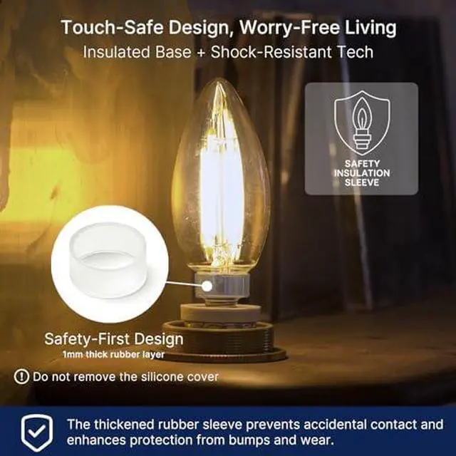 Alt view image 2 of 6 - 100W Equivalent Candelabra LED Bulbs 5000K Daylight, Dimmable LED Chandelier Light Bulbs for Dining Room, Living Room, Porch, 800LM, E12 Base, 24 Pack UL,CA65 Listed.