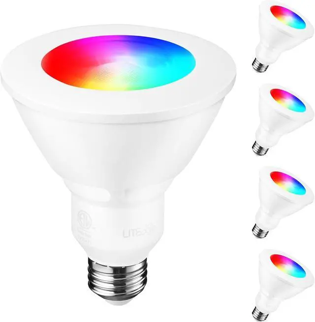 Main image of PAR30 WiFi Smart Spotlight Bulbs, RGB LED Color Changing Light,10W, Google Assistant Amazon Alexa Compatible, 2000K-5000K Tunable White CCT, E26 Base, No Hub Required, Pack of 4