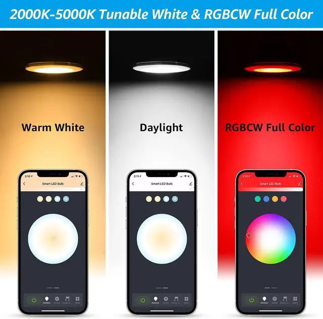 Alt view image 4 of 7 - PAR30 WiFi Smart Spotlight Bulbs, RGB LED Color Changing Light,10W, Google Assistant Amazon Alexa Compatible, 2000K-5000K Tunable White CCT, E26 Base, No Hub Required, Pack of 4