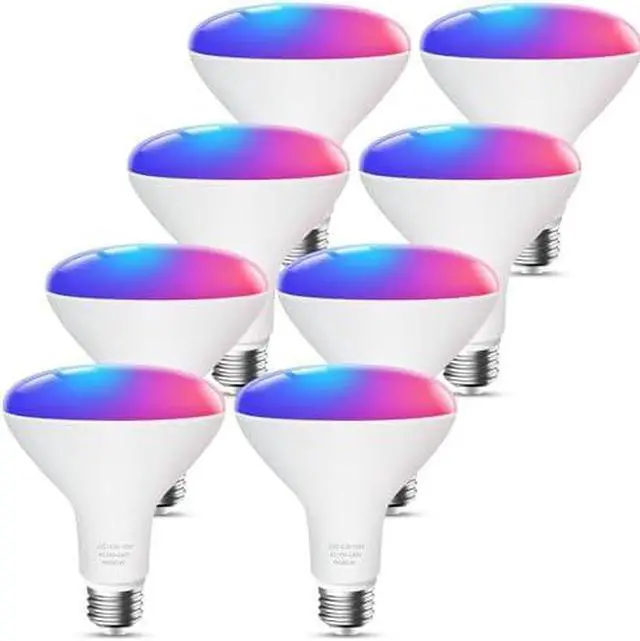 Alt view image 5 of 5 - BR30 Smart Flood Light Bulb, 85W Equivalent WiFi Smart Bulb, RGBCW, Music Sync, Color Changing Bulb Compatible with Alexa and Google Home, 8 Pack