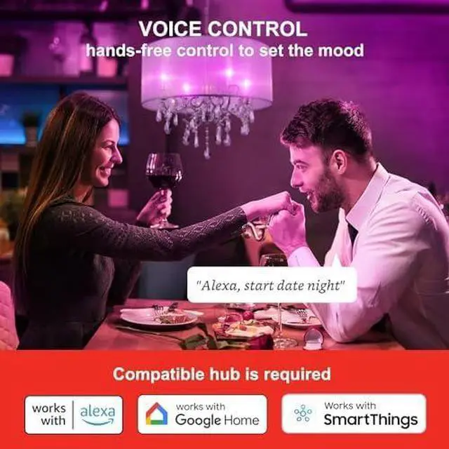 Alt view image 3 of 5 - Zigbee Smart Light Bulbs, Smart Hub Required, Works with SmartThings and Echo with built-in Hub, Voice Control with Alexa and Google Home, Daylight 60W Equivalent A19 Alexa Light Bulb, 8 Pack