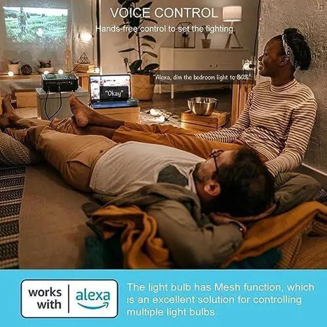 Alt view image 2 of 6 - Light Bulb 1300LM, 12W Smart Light Bulbs Warm White to Daylight Tunable, A19 E26 Bluetooth LED Bulbs for Bedroom Kitchen Living Room Office12 Pack