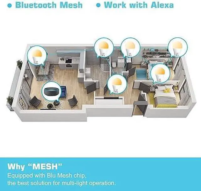 Alt view image 3 of 6 - Light Bulb 1300LM, 12W Smart Light Bulbs Warm White to Daylight Tunable, A19 E26 Bluetooth LED Bulbs for Bedroom Kitchen Living Room Office12 Pack