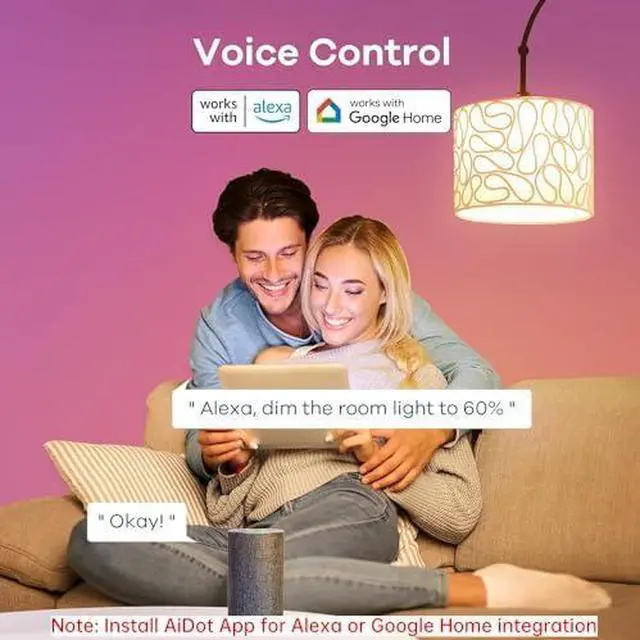 Alt view image 5 of 6 - Smart Light Bulbs, Smart Bulb That Work with Alexa & Google Home, LED Light Bulbs Color Changing, 104 Preset Scene, Music Sync, A19 E26 2.4GHz RGBTW WiFi Bluetooth Light Bulb 60W, 800LM, 4Pack