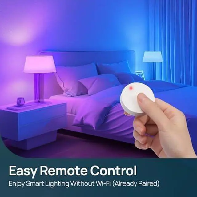 Alt view image 3 of 6 - Smart Light Bulbs, Smart Bulb That Work with Alexa & Google Home, LED Light Bulbs Color Changing, 104 Preset Scene, Music Sync, A19 E26 2.4GHz RGBTW WiFi Bluetooth Light Bulb 60W, 800LM, 4Pack
