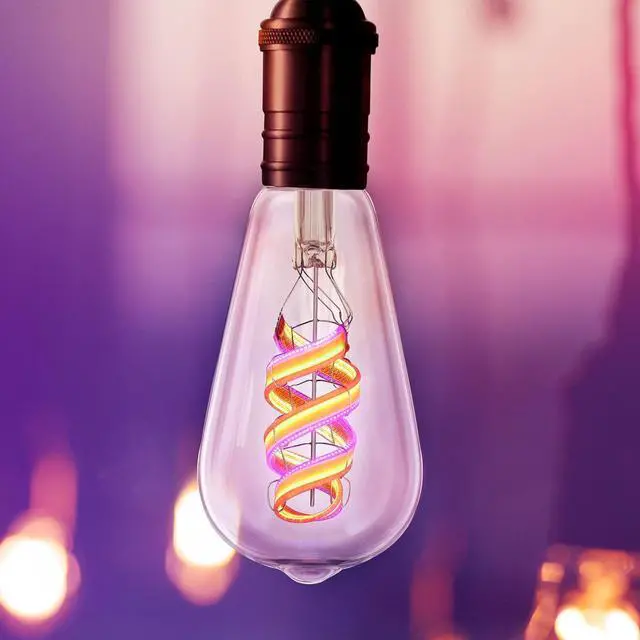 Alt view image 5 of 6 - Electric ST21 Smart Spiral LED Filament Edison Bulb, 60W Equiv, RGBW Color Changing, Dimmable, 2.4GHz Wi-Fi Enabled, Works with Alexa & Google Home, App Control, ST2160/RGBW/FIL/AG/4, 4 Pack