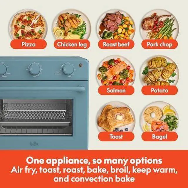 Alt view image 4 of 13 - Air Fry Toaster Oven, 7 Preset Cooking Options, Dishwasher-Safe EverGood Coated Trays Included, 60-Minute Auto Shutoff w Audible Timer, Power Indicator Light, 1700 Watt, Oatmilk