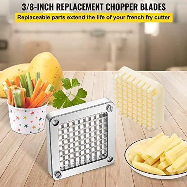Alt view image 2 of 12 - Commercial Vegetable Chopper w/ 4 Replacement Blades, Stainless Steel French Fry Cutter Potato Dicer & Fruit Slicer for Restaurants & Home Kitchen