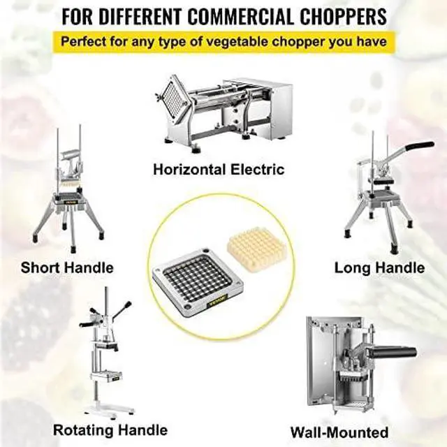 Alt view image 6 of 12 - Commercial Vegetable Chopper w/ 4 Replacement Blades, Stainless Steel French Fry Cutter Potato Dicer & Fruit Slicer for Restaurants & Home Kitchen