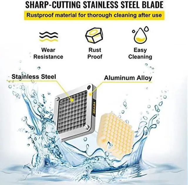 Alt view image 5 of 12 - Commercial Vegetable Chopper w/ 4 Replacement Blades, Stainless Steel French Fry Cutter Potato Dicer & Fruit Slicer for Restaurants & Home Kitchen