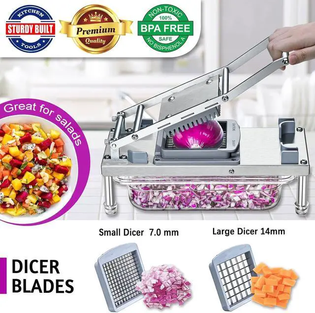 Alt view image 2 of 13 - Stainless steel Vegetable Chopper, Veggie Chopper With 8 Blades, Onion Dicer with Container, Food Cutter & Grater Mandoline Slicer