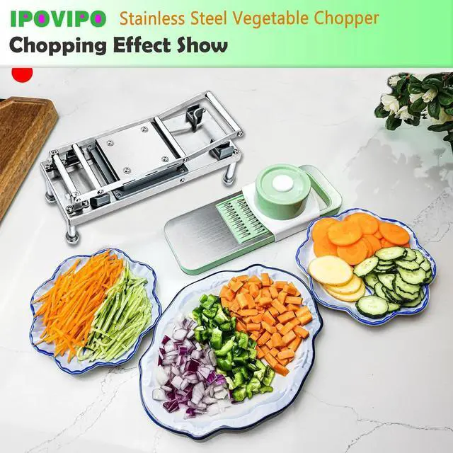 Alt view image 6 of 13 - Stainless steel Vegetable Chopper, Veggie Chopper With 8 Blades, Onion Dicer with Container, Food Cutter & Grater Mandoline Slicer