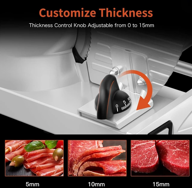 Alt view image 4 of 6 - Meat Slicer Machine for Home, 200W Food Slicer with Two 7.5" Blades