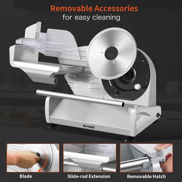 Alt view image 5 of 6 - Meat Slicer Machine for Home, 200W Food Slicer with Two 7.5" Blades