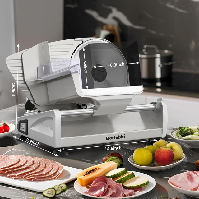 Alt view image 6 of 6 - Meat Slicer Machine for Home, 200W Food Slicer with Two 7.5" Blades