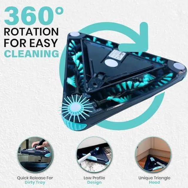 Alt view image 3 of 12 - Sweeper Standard - 2025 New and Improved Lightweight Sweeper, Perfect for Short Carpet Hardwood and Tile, Triangular Design Allows for Sweeping in Corners, LED Light, 30 Minutes Cleaning Time
