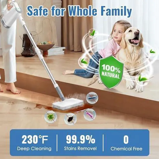 Alt view image 4 of 14 - Steam Mop with Detachable Handheld Steam Cleaner for Home and Floor Cleaning, 10-in-1 Multi-purpose Attachments & 2 Pads, Powerful Steamer for Floors, Hardwood, Tiles,Grout,Windows,Kitchen,Bath
