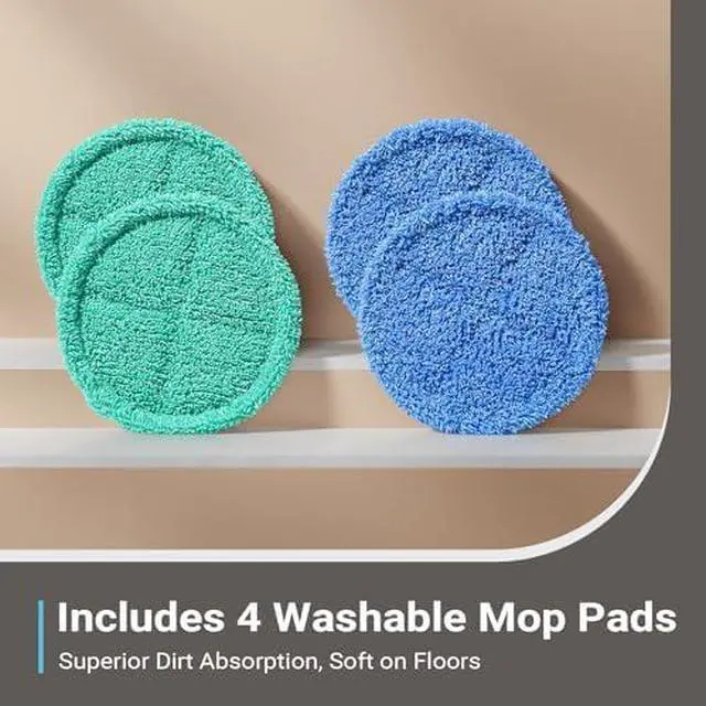 Alt view image 5 of 12 - Electric Mop, Floor Scrubber Electric Spin with LED Headlight, Rechargeable Dust Cordless Dual-Motor, Spray Mop for Hardwood Floor, Clean up to 2350 ft², 46dB Quiet, Gray-4 Pads