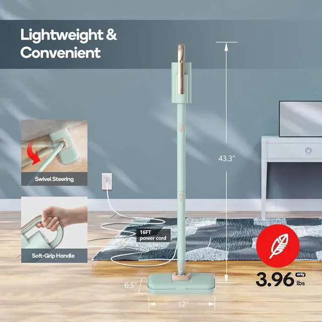 Alt view image 4 of 14 - Steam Mop & Detachable Handheld Cleaner, 250ml 1200W Powerful Floor Steamer, 3 Adjustable Levels for Carpet Laminate Hardwood Grout, Carpet Glider, 7 Multi-purpose Accessories & 2 Pads