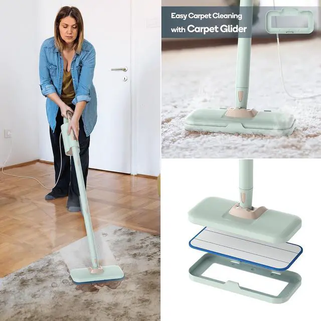 Alt view image 7 of 14 - Steam Mop & Detachable Handheld Cleaner, 250ml 1200W Powerful Floor Steamer, 3 Adjustable Levels for Carpet Laminate Hardwood Grout, Carpet Glider, 7 Multi-purpose Accessories & 2 Pads