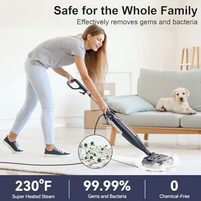 Alt view image 2 of 14 - VM6 Scrubbing Steam Mop with Rotating Mop Pads, 10 in 1 Steam Mop, Lightweight Spin Mop & 3 Steam Modes for Hard Floor Laminate Marble Floors