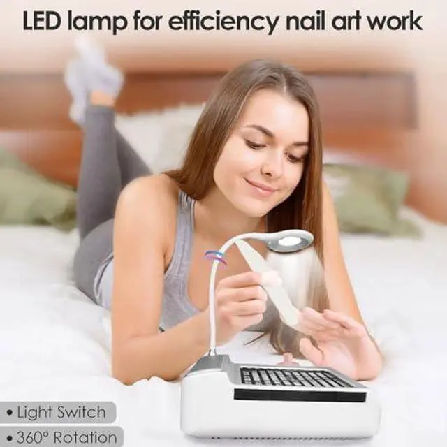 Alt view image 4 of 14 - Dust Collector Vacuum Multifunction Nail Art Machine includes 40W Nail Dust Suction, 30000PRM Nail Drill with Bits and Sanding Bands, 48W/96W UV LED Nail Lamp, 6W Table Light, Hand Cushion