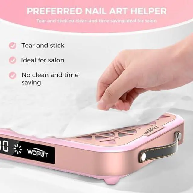 Alt view image 3 of 13 - Professional Nail Dust Collector, 1600PA Portable, 10 Speeds, Disposable Filter Papers (30 Pcs), Matte White, Modern, Lightweight, Nail Vacuum for Home & Salon-White