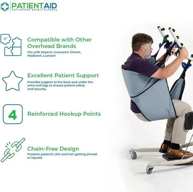 Alt view image 4 of 5 - Sit to Stand Transport Patient Lift Sling for Safe & Secure Patient Transfers, Transfer Sling for Elderly and Disabled, Washable Polyester Fabric, Size Regular, Weight Capacity 125-275 lbs