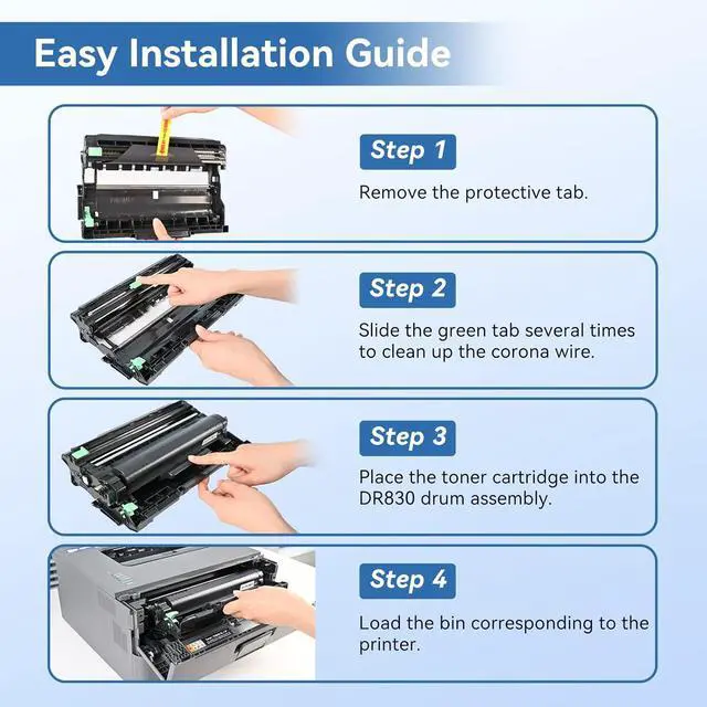 Alt view image 4 of 6 - Compatible Toner Cartridge and Drum Unit Replacement for Brother TN830XL TN830 XL/V/R TN-830 DR830 DR-830 Drum for DCP-L2640DW HL-L2460DW MFC-L2820DW XL HL-L2405W L2400D Printer 2 Toner 1 Drum
