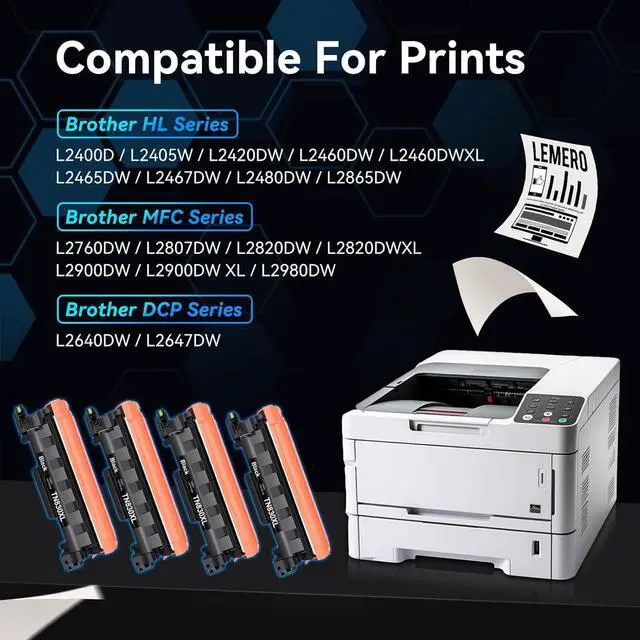 Alt view image 3 of 7 - Compatible Toner Cartridge Replacement for Brother TN830XL TN830 XL High Yield Toner Cartridge Work with DCP-L2640DW HL-L2460DW HL-L2480DW HL-L2405W MFC-L2820DW Printer 830XL 4-Black