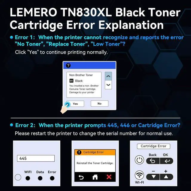 Alt view image 6 of 7 - Compatible Toner Cartridge Replacement for Brother TN830XL TN830 XL High Yield Toner Cartridge Work with DCP-L2640DW HL-L2460DW HL-L2480DW HL-L2405W MFC-L2820DW Printer 830XL 4-Black