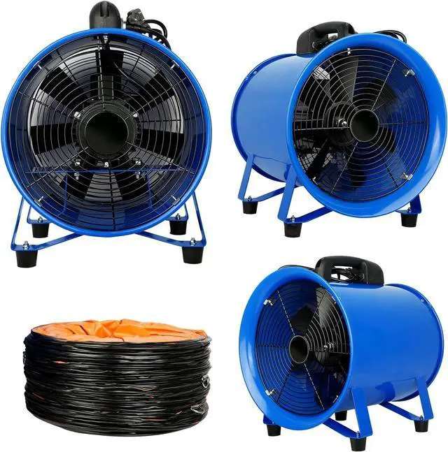 Alt view image 5 of 7 - Utility Blower 520W 12inch Exhaust Axial Fan 4100 m3/h High Velocity Portable Extractor Fan with 33Ft Duct Hose Portable Ventilator for Exhausting Ventilating at Home or Workplace 370PA