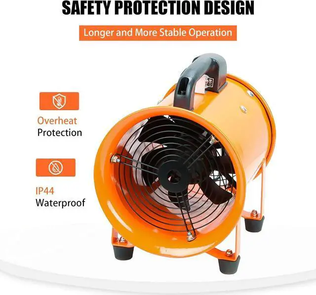Alt view image 2 of 6 - 8-Inch High-Velocity Portable Utility Blower Fan, Industrial Exhaust Fan with 16.4ft Flexible Duct Hose, 3150 RPM Low-Noise Ventilator for Basements, Workshops, Warehouses, and Confined Spaces