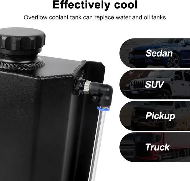 Alt view image 2 of 7 - Radiator Coolant Overflow Tank, Coolant Recovery Tank Aluminum 2L Black