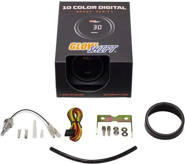 Alt view image 6 of 6 - 10 Color Digital 300F Water Coolant Temperature Gauge Kit - Includes 1/8-27 NPT Electronic Sensor & Wi - Multi-Color LED Display - Tinted Lens - for Car & Truck - 2-1/16" (52mm)