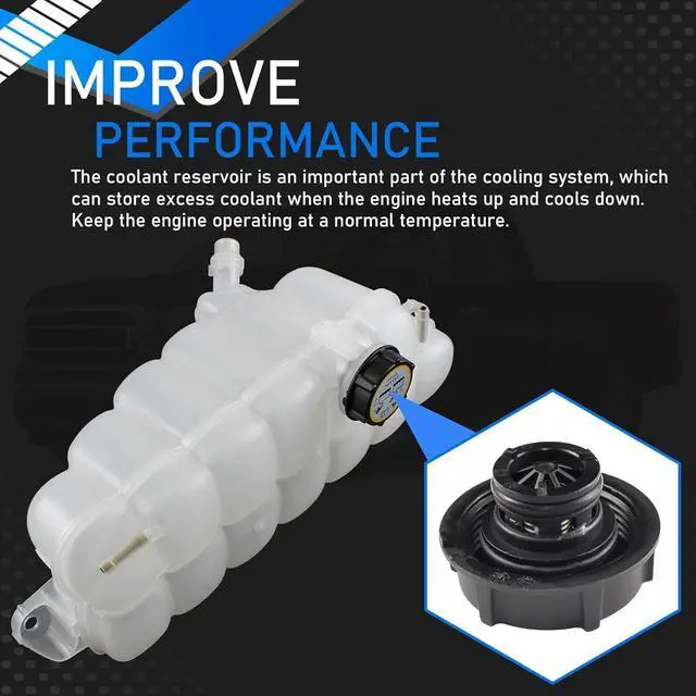 Alt view image 5 of 7 - Engine Radiator Coolant Overflow Reservoir Tank With Cap Compatible With 2015-2021 Ford F-150 2018-2021 Ford Expedition 2018-2021 Lincoln Navigator Replaces FL3Z-8A080-A 603-318 FL3Z8A080A