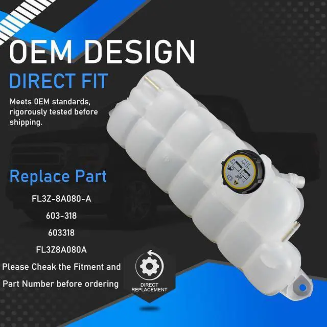 Alt view image 6 of 7 - Engine Radiator Coolant Overflow Reservoir Tank With Cap Compatible With 2015-2021 Ford F-150 2018-2021 Ford Expedition 2018-2021 Lincoln Navigator Replaces FL3Z-8A080-A 603-318 FL3Z8A080A