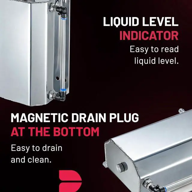 Alt view image 4 of 7 - Coolant Overflow Reservoir Tank 2L Expansion Catch Can Universal Radiator Reservoir Polished Aluminum Silver