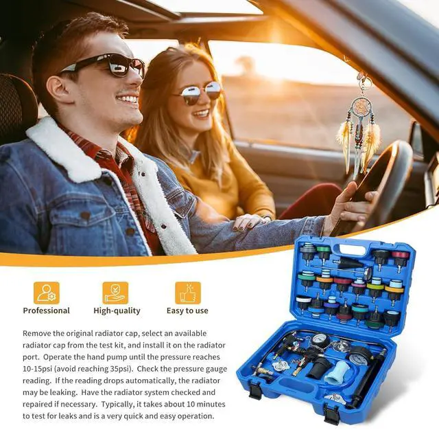 Alt view image 5 of 7 - 28PCS Coolant Pressure Tester & Vacuum Refill Kit, Radiator Pump Pressure Tester Kit for Automotive Cooling System Water Tank Leakage Detection, Fits Most Vehicles, Cars, SUVs, and Trucks