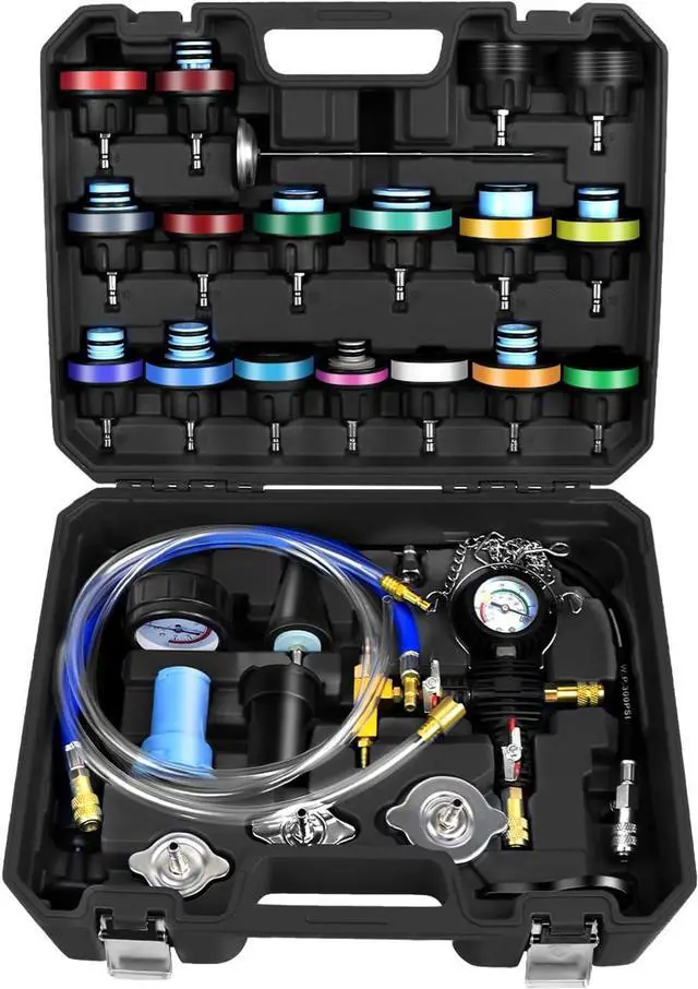 Main image of 28PCS Radiator Pressure Tester and Coolant Refill Tool Kit, Auto Cooling System Leakage Test and Pneumatic Vacuum Purge Filling Set Universal for Airlift Car Auto Truck
