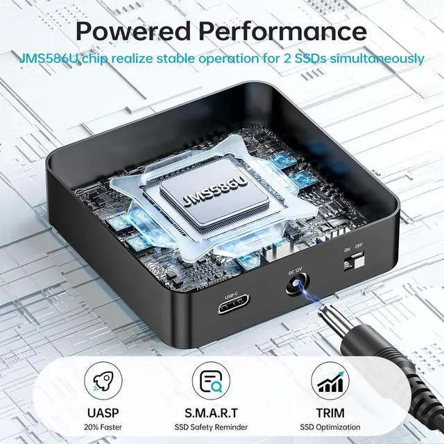 Alt view image 5 of 7 - NVMe SSD Cloner, M.2 Duplicator Dual Bay NVMe Enclosure, Tool-Free 20Gbps USB3.2 Gen 2X2 SSD to USB Adapter M.2 Docking Station for M Key PCIE NVMeSSD Reader Supports Offline Clone
