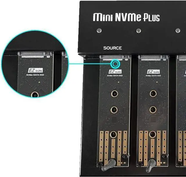 Alt view image 4 of 4 - 1 to 4 M.2 Duplicator - M.2 NVMe / M2 SATA NGFF (PCIe/ACHI NVMe) B Key, M Key, B+M Key 2230 2242 2260 2280 Module Internal SSD Cloner Copier 45MB/Sec MiniNVMe Plus