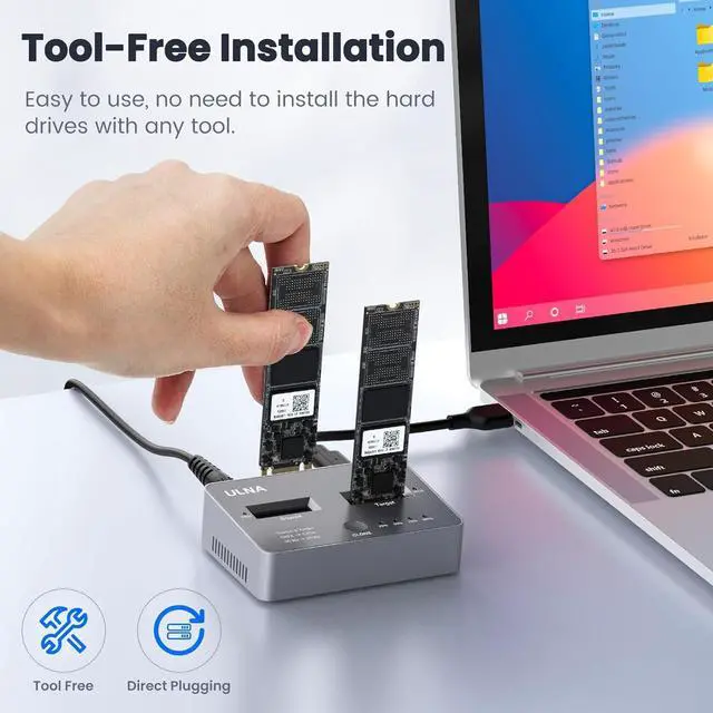 Alt view image 7 of 7 - NVME to NVME, SATA to SATA SSD Cloner,  DUP230 Dual-Bay Offline Clone M.2 Duplicator, USB3.2 Gen2*2 20Gbps M.2 Cloner for SSD Size 2230/2242/2260/2280/22110