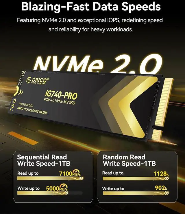 Alt view image 2 of 7 - Industrial SSD 1TB M.2 NVMe SSD, PCIe 4.0 Drive with 7100MB/s Read Speed, Advanced Data Security and Innovative Heatsink, for Edge Computing, Industrial PC, Personal Laptop and PS5 - IG740PRO