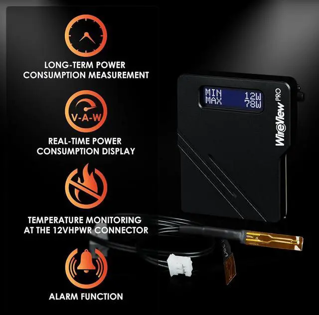 Alt view image 2 of 7 - WireView Pro GPU 90° - 1x12VHPWR 90° Normal - Advanced Power Meter for Graphics Cards - OLED Display - Temperature Sensors - Monito Tool - Made in Germany
